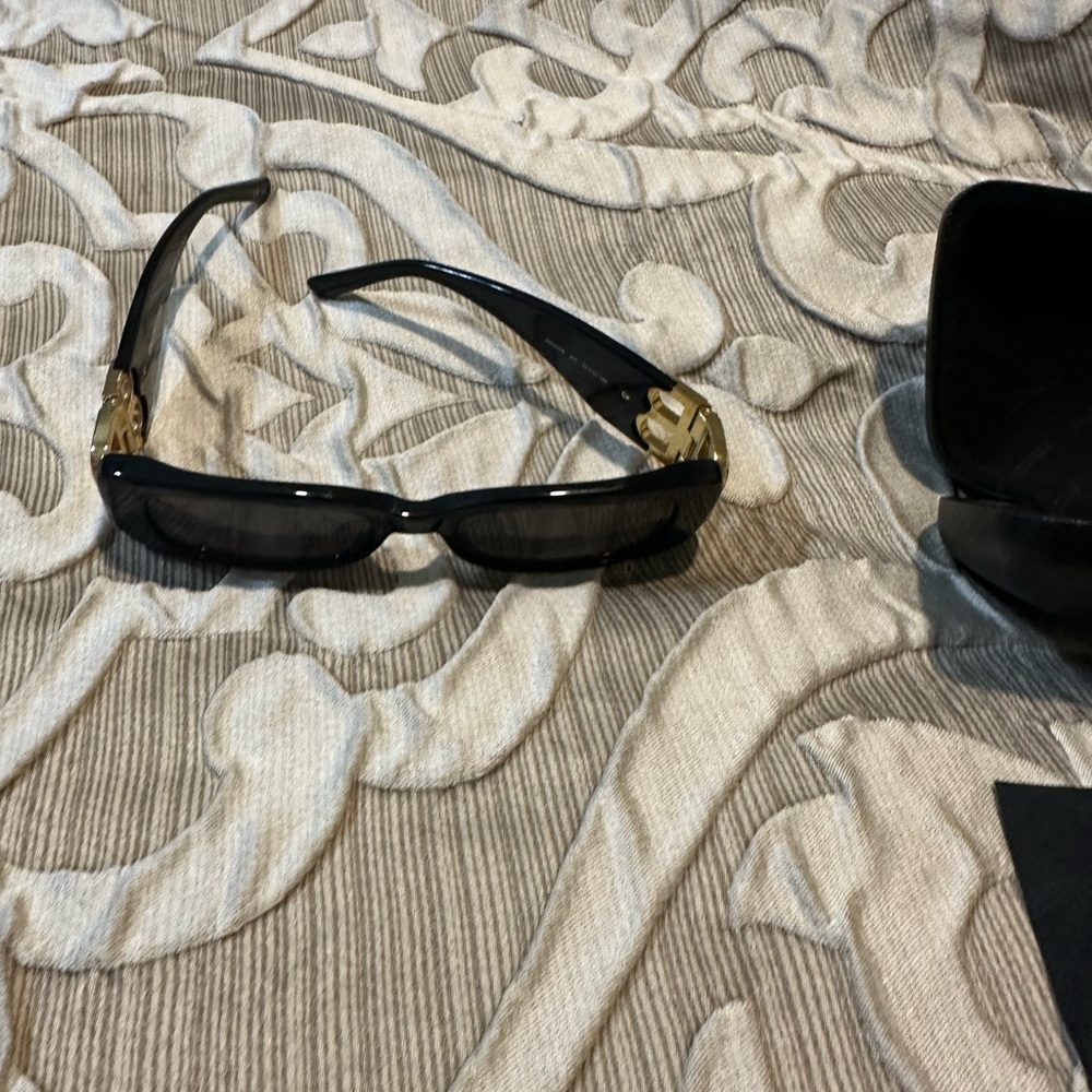 Balenciaga Black Sunglasses with Gold Logo Accent